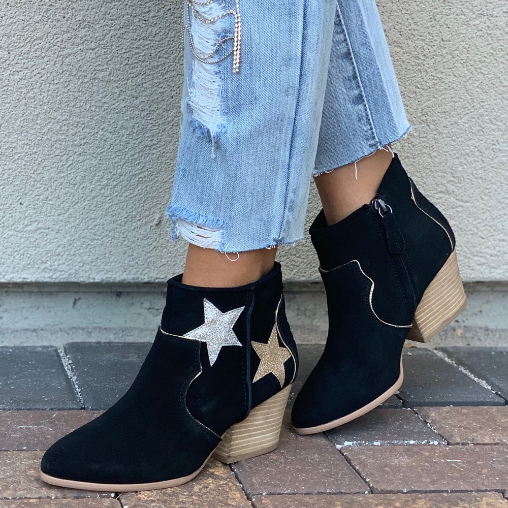 Western Glitter Embellished Suede Ankle Bootie - Picture 6 of 8